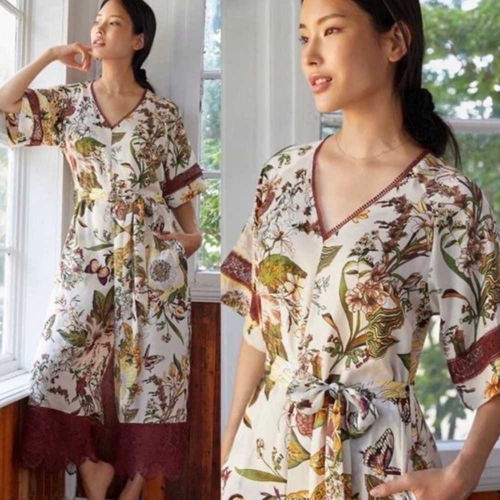 Anthro Silk and Lace Jumpsuit